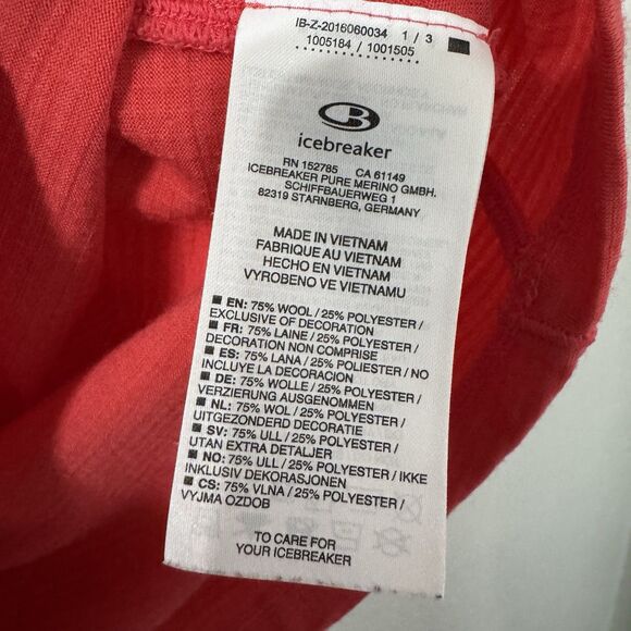 Icebreaker Merino GT Half Zip Hoodie Large Coral Outdoor Base Layer Zip Pocket - Picture 5 of 6